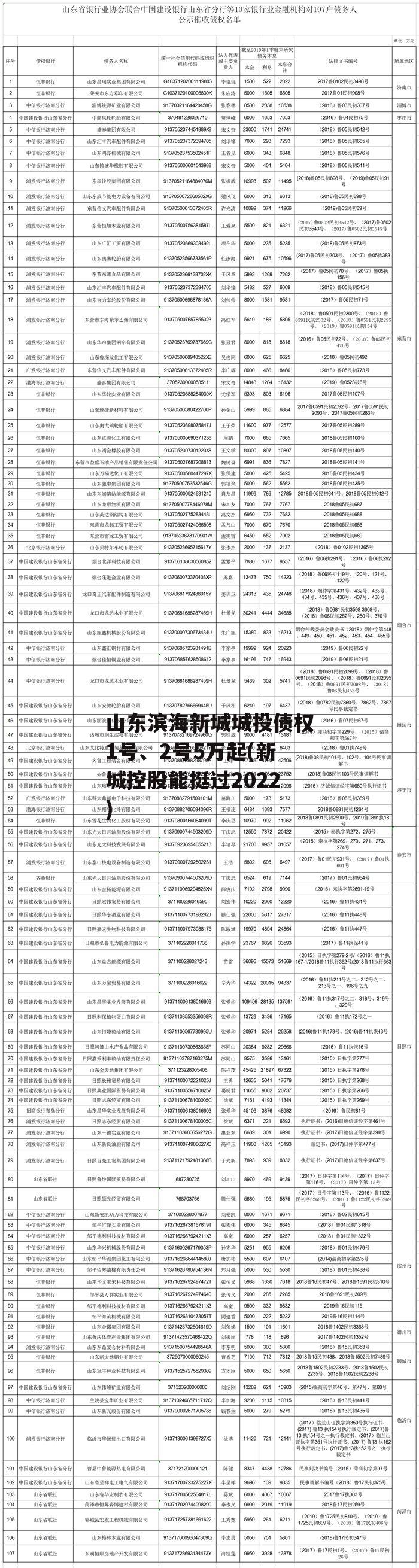 山东滨海新城城投债权1号、2号5万起(新城控股能挺过2022)