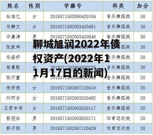聊城旭润2022年债权资产(2022年11月17日的新闻)