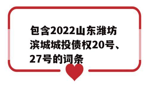 包含2022山东潍坊滨城城投债权20号、27号的词条