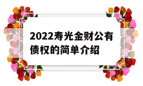 2022寿光金财公有债权的简单介绍