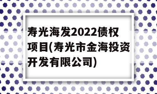 寿光海发2022债权项目(寿光市金海投资开发有限公司)