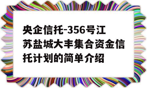 央企信托-356号江苏盐城大丰集合资金信托计划的简单介绍