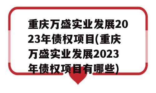 重庆万盛实业发展2023年债权项目(重庆万盛实业发展2023年债权项目有哪些)