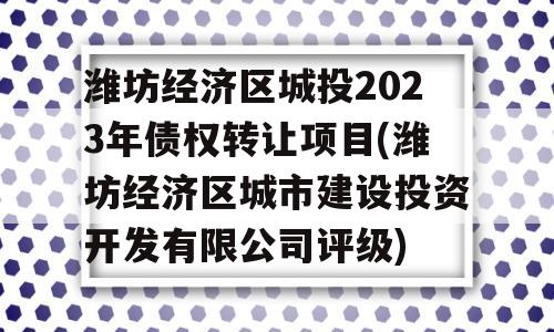 潍坊经济区城投2023年债权转让项目(潍坊经济区城市建设投资开发有限公司评级)