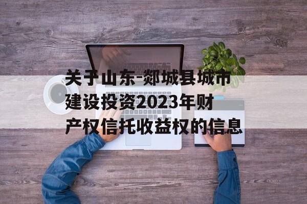 关于山东-郯城县城市建设投资2023年财产权信托收益权的信息