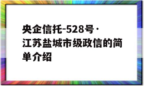央企信托-528号·江苏盐城市级政信的简单介绍