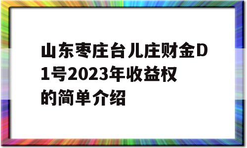 山东枣庄台儿庄财金D1号2023年收益权的简单介绍